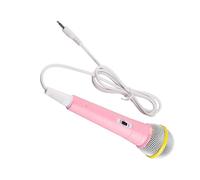Bonbela Micrófono para niños, juguete para niños, micrófono para cantar, karaoke con cable, con conector de 3,5 mm, baja distorsión para karaoke, Family Party Story Machine (rosa)