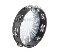 Bonbela Pandereta de Doble 16 Pares de Cascabeles de Metal Tambor de Mano con Sonido Claro con Apariencia Láser para Fiestas KTV Bailes Bodas Conciertos Educación (Flor)