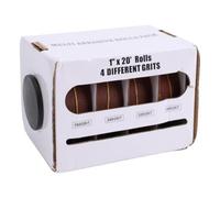 Bonbela Rollo de Tela de Esmeril, Paquete de 4, Grano 150 240 320 400, 1 | Abrasivo de óxido de Aluminio, Granos Múltiples para Muebles de Madera y Metal, Caja Dispensadora Portátil para Rasgar