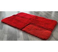 BOND Rojo Oscuro Alfombra de Baño 60x90 CM 20 - 25 MM Pelo Alto Intenso Diseño