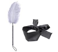 Bondage conjunto pluma cosquillas PET amigo, pluma de amor, mimar masaje pluma Pussy con satén Eye Mask parejas juguetes sexuales con descuento ciego