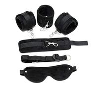 Bondage Play Ataduras con Máscara Ajustable Color Negro - 100 gr