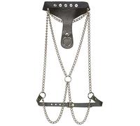 Bondage Play Collar con Cadenas Ajustable de Cuero - 100 gr