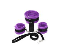Rimba Collar y Esposas Bondage Play – Desmontable, Ajustable, Púrpura, 100 gr