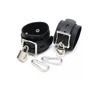 Bondage Play Esposas Cuero con Candado Y Mosquetón - 100 gr