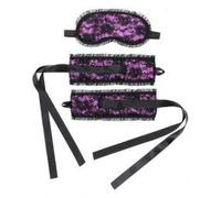 Bondage Play Rimba Esposas y Máscara Estilo Burlesque Color Púrpura - 100 gr