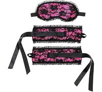 Rimba Esposas y máscara Bondage Play Estilo Burlesque Color Rosa – 100 gr