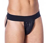 Bondage Play Slip de Cuero Color Negro - 102 gr