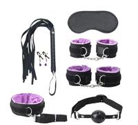 Bondage Set Kits Bdsm de cuero sexy, juego de Bondage sexual de felpa, esposas, juegos sexuales, látigo, mordaza, pinzas para pezones, Juguetes sexuales Para, accesorios exóticos para parejas