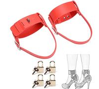 Bondage Tobillos Puños SM Restricciones de tacón alto Correas anti-desprendimiento con tacón alto Restricciones de pies de cuero Correa de tobillo con 4 cerraduras y 8 llaves Fetiche Juguetes sexuales