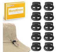 BondEron Juego de 10 topes para cordón, color negro, 2 agujeros, resistente, para cordón, cordones, chaquetas, pantalones, mochilas, ropa deportiva, manualidades, actividades al aire libre