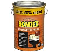 Bondex Barniz para madera para exterior de caoba, 4,8 l, para 62 m², alta intemperie y protección UV, se descascarilla natural, no se astilla, acabado satinado, barniz protector para madera, barniz