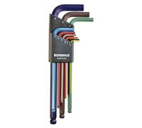 Bondhus - Starrett 76369499 - Pack de 9 llaves macho acodadas, codificadas por colores