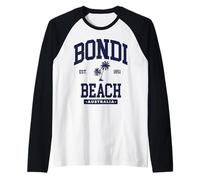 Bondi Beach Australia Vacaciones Modo Playa Palmera Camiseta Manga Raglan