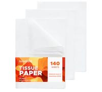 BONDiBiLi Papel de seda blanco para bolsas de regalo, 140 hojas, papel de seda a granel de 14 x 20 pulgadas para embalaje, 140 hojas de papel de embalaje blanco de alta calidad, papel de seda para
