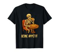 Bone Appétit Funny Halloween Pizza Skeleton Eating Pizza Camiseta