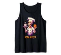 Bone Appétit Funny Halloween Skeleton Chef Cooking Cook Camiseta sin Mangas