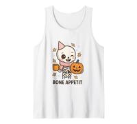 Bone Appétit Lindo Esqueleto Calabaza café Halloween diseño Camiseta sin Mangas