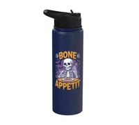 Bone Appétit Skeleton Funny Halloween Diseño Stainless Steel Insulated Water Bottle