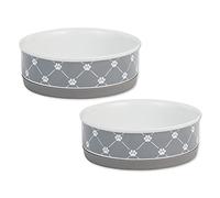 Bone Dry Ceramic Pet Collection Trellis, Juego Mediano, 6 x 2, Gris, 2 Piezas