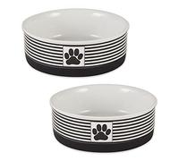 Bone Dry Colección de Cuencos de cerámica para Mascotas, Aptos para lavavajillas, tamaño Mediano, 6 x 2, Color Negro, 2 Unidades