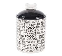 Bone Dry Cuenco y Recipiente de cerámica para Mascotas, Color Blanco y Negro, 5.5 x 5.5 x 8.25 Pulgadas, Color Negro