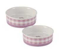 Bone Dry Cuencos de cerámica para Alimentos y Agua para Mascotas, Antideslizantes para una alimentación Segura y Menos desordenada, Aptos para microondas y lavavajillas, Juego Grande, 7.5 x 2.4 Pansy