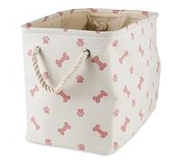 Bone Dry Estampado de huellas y hueso, algodón, rosa, rectángulo medio.
