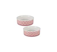 Bone Dry Lattice Collection - Juego de cuenco y recipiente grande para mascotas (7,5 x 2,4 pulgadas), color rosa, 2 piezas