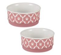 Bone Dry Lattice Collection - Juego de cuenco y recipiente para mascotas (pequeρo, 4,25 x 2 pulgadas, color rosa, 2 piezas)