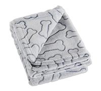 Bone Dry Manta para Mascotas con Estampado de Huesos en Relieve, 36 x 48 Pulgadas, Gris