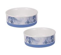 Bone Dry Pet Bowl Collection - Juego de cerámica, Mediano, Azul, 2 Piezas