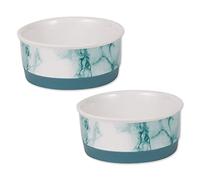 Bone Dry Pet Bowl Collection - Juego de cerámica, pequeño, Verde Azulado, 2 Piezas