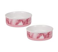 Bone Dry Pet Bowl Collection - Juego de Cuencos de cerámica, Grande, Rosa, 2 Piezas