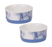 Bone Dry Pet Bowl Collection - Juego de Cuencos de cerámica, pequeño, Azul, 2 Piezas