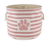 Bone Dry Pet Storage Collection - Cubo de basura a rayas, diseño de patas, color rosa, pequeño y redondo