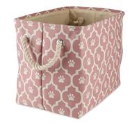 Bone Dry Pet Storage Collection - Impresión de huellas de celosía, rectángulo medio, rosa