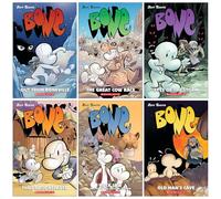 Bone Series 1-6 Books Collection Set By Jeff Smith (Out from Boneville, The Great Cow Race, Eyes of the Storm, The Dragonslayer, Rock Jaw & Old Man's Cave)