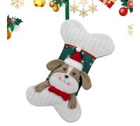 Bone-Shaped Dog Christmas Stocking - Adorable Puppy Stocking for Pets | Fireplace Hangable Christmas Decoration for Pet Lovers | Perfect for Holiday Dog Toys, Treats, and