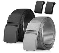 Boneke Cinturón de nylon, cinturón militar transpirable táctico para hombres, rápido a través de la seguridad del aeropuerto Metal, hebilla de plástico + hebilla de metal (Negro + gris)