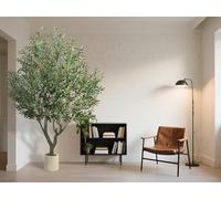 BONERVA Olivo Artificial Luxe, 250 cm, Planta Decorativa, Estilo Mediterráneo, Verde, Tronco PE/Hojas Poliéster, con Maceta Crema, Interior/Exterior, Decoración