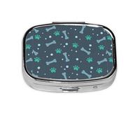 Bones and Dog Claws - Pastillero de viaje, mini pastillero cuadrado, 2 compartimentos