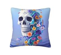 Bones and Sea of Flowers - Funda de almohada decorativa moderna de 26 x 26 pulgadas, funda de almohada decorativa de terciopelo con estampado de doble cara para sala de estar, dormitorio, asiento de