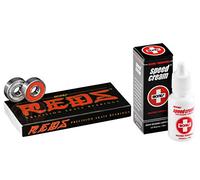 BONES BEARING REDS Rodamientos - Paquete de 8 (nailon, rodamiento de bolas, rodamientos de monopatín), prelubricados con lubricante Speed Cream Racing, alta velocidad, escudo de goma extraíble para
