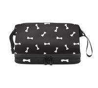 Bones for Dog - Neceser de doble capa para mujeres y niñas, neceser de viaje, bolsa organizadora de maquillaje con compartimento para cepillos, multicolor, 27x15x14 cm/10.6x5.9x5.5 in, Neceser