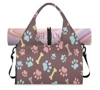 Bones Paws - Bolsa deportiva de lona para mujeres y hombres, diseño de patas de animales, bolsa de fin de semana con compartimento para zapatos, bolsa de hombro para yoga, gimnasio, viajes, color, L,
