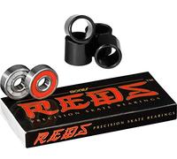Bones Reds - Rodamientos de precisión para patines (paquete de 8 con 4 espaciadores)
