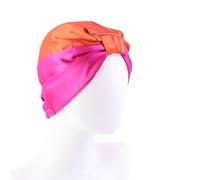Bonete de noche de satén de seda, Gorro de dormir satén seda for mujer, gorro anudado doble capa, talla única, multicolor, paquete 10(Orange Hot Pink)