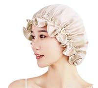 Bonete de noche de satén de seda, Gorro de dormir seda doble capa for mujer, multicolor, 54-58cm(Champagne)