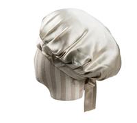 Bonete de noche de satén de seda, Gorro de dormir seda for mujer con serpentina multicolor(Champagne)